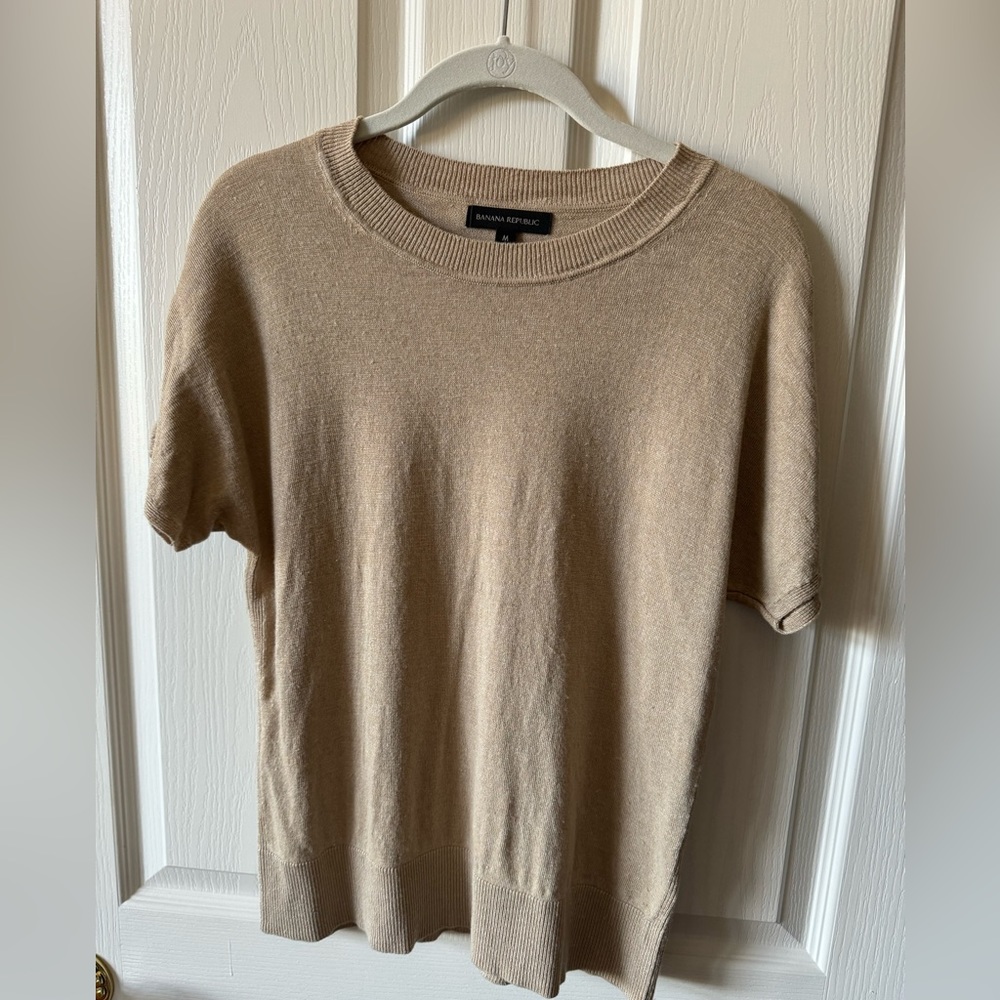Banana Republic linen blend tan shirt